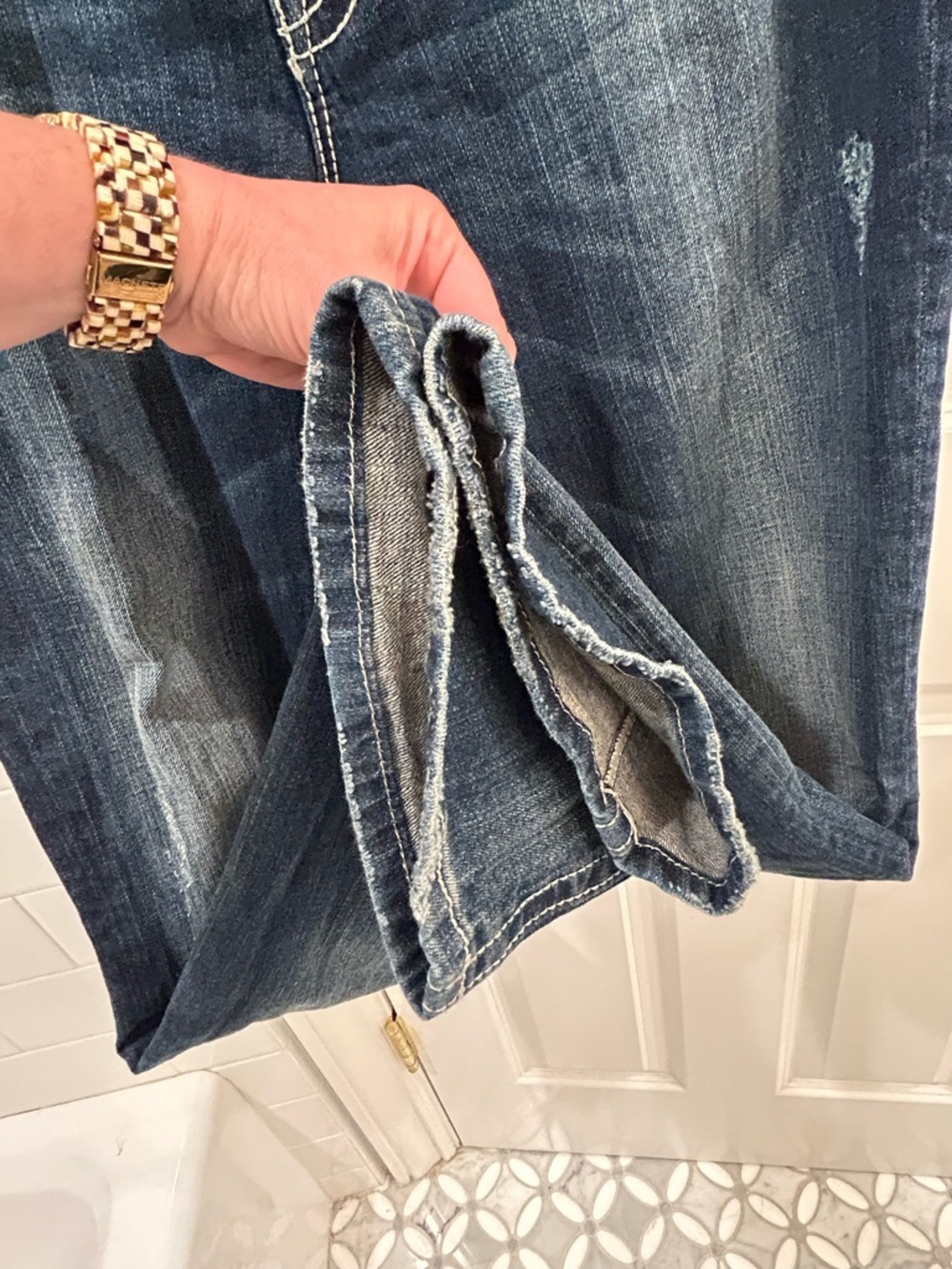 Vintage Miss Me Mid Rise Bootcut Jeans Studded Embellished Flap Pocket 31 x 35 - Picture 11 of 13